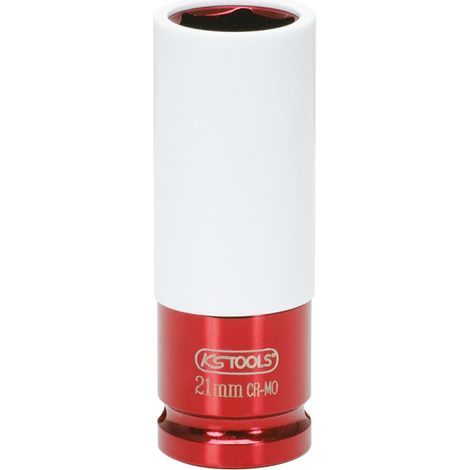 Douille à chocs 1/2'', revêtement ABS pour jantes aluminium, 21 mm - sur carte