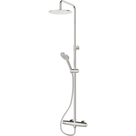 Presto Livra 49350304 Columna ducha mezcladora blanco rociador 300 mm inox y flexo pvc (1/2)