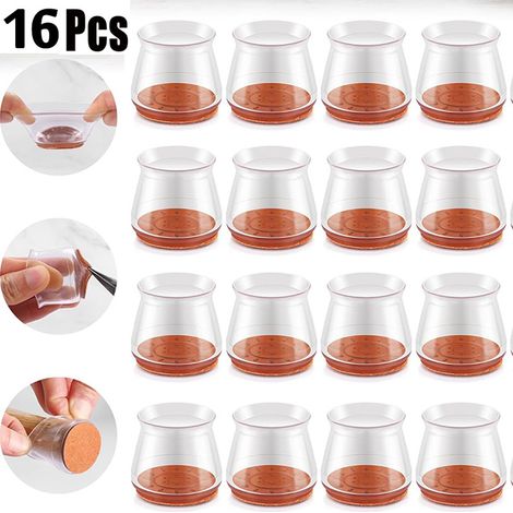 Lot de 16 protège-pieds de chaise — Conçus pour les parquets Revêtements en silicone — Résistants aux rayures et insonorisants Dimensions : 3,8 x 3,5 x 3 cm (1/5)