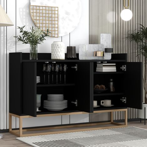 Credenza per sala da pranzo, credenza, credenza da cucina, mobile da cucina, mobile contenitore, mobile contenitore a 4 ante con ripiani regolabili e design elegante per cucina, soggiorno e ingresso, 