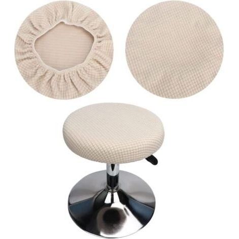 2pcs beige Housse Tabouret Rond, Housse Tabouret de Bar Rond, Housse Tabouret Rond élastique, Lavable Facile d'entretien Doux et Durable, pour Tabouret