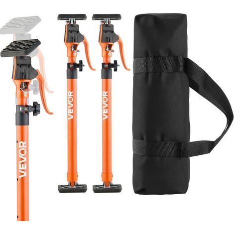 Einhandstütze, 2x, Deckenstütze 64,5–115cm, Teleskopstütze aus Stahl, Montagestütze bis zu 100kg Kapazität zum Installieren von Schränken, Anheben von Trockenbauwänden, Frachtstangen (1/5)