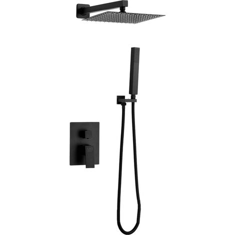Ensemble de douche encastrÃ©, mono levier, noir, modÃ¨le Arenas