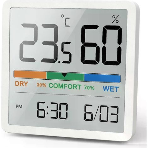 NOKLEAD Digitales Heim-Temperatur- und Feuchtigkeitsmessgerät mit LCD-Display, digitalem Thermometer, Hygrometer und Sensor – Wetterstation (1/4)