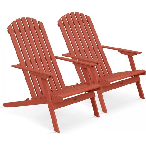 Lot de 2 fauteuils pliant en bois d'eucalyptus terracotta