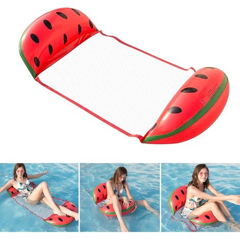 Pastèque , Hamac Flottant Gonflable lit Flottant Polyvalent hamac de Natation 4 en 1 (Selle, Chaise Longue, dériveur, hamac), buse Anti-Fuite, Plage de scellement Solide et Tapis de Piscine (1/5)