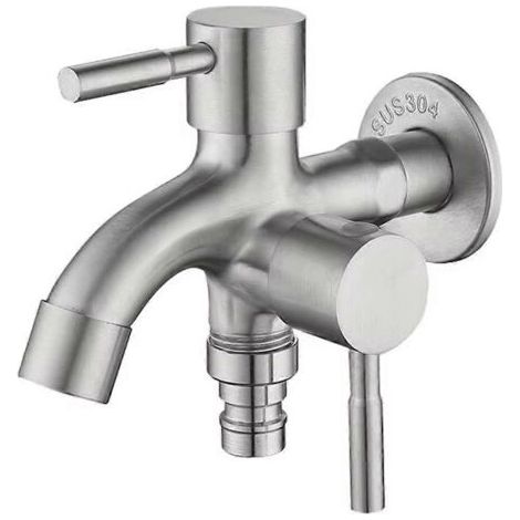 Robinet de jardin double en acier inoxydable, robinet extérieur à double sortie WaterSilver (1/5)