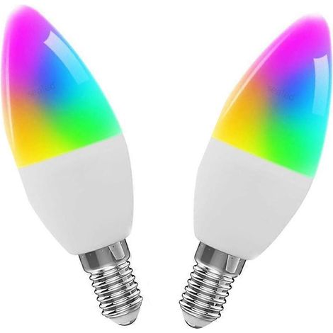 Lot de 2 ampoules LED intelligentes Tuya WiFi à cinq intensités, style bougie spirale, RGB, avec télécommande et commande vocale, 9 W (1/5)