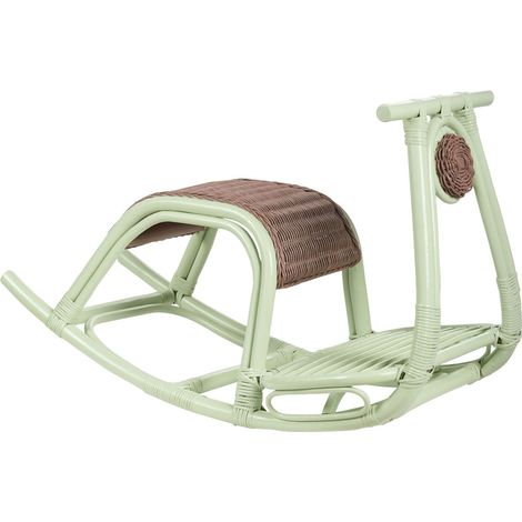 Sedia a dondolo per bambini in stile rustico bohémien in rattan verde chiaro per bambini da interno per patio Aspria