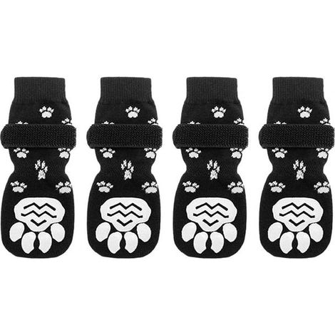 2 Paires Chaussettes pour chien, antidérapantes avec sangles, traction contrôle, sol dur intérieur, taille L (1/5)