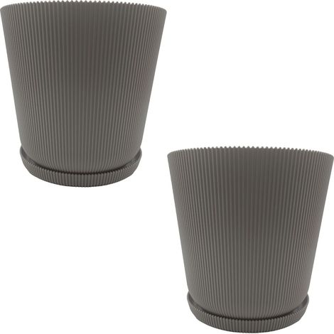 Fioriere con sottovasi, set da 2, per interni/esterni