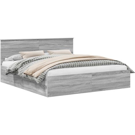 Bed Frame Grey Sonoma 200 x 200 cm Engineered Wood vidaXL