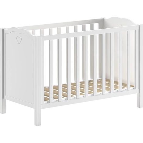 MILADY - Lit bébé 60x120cm Laqué Blanc Hauteur réglable (1/4)