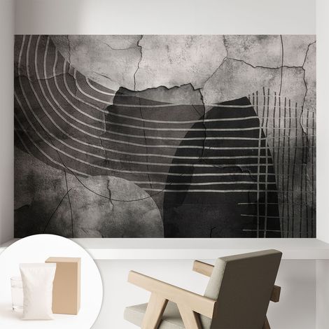 Tapete Vliestapete mit Kleber - trendige Wanddeko - elegant Fototapete für Wohnzimmer - Schlafzimmer Abstrakte Linien 104x70 cm (1/5)