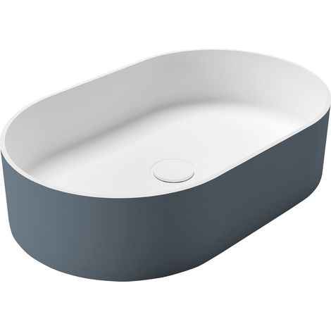 Vasque à poser THIN, Rockstone, 55x35cm, sienne/blanc mat (1/2)