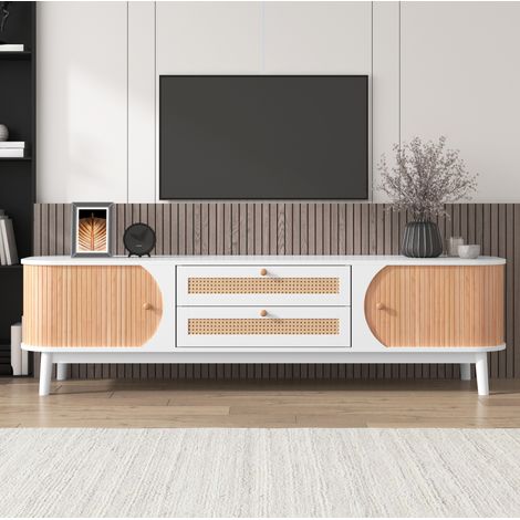 Mueble TV con puerta y cajones en blanco OKMYHOME (1/5)