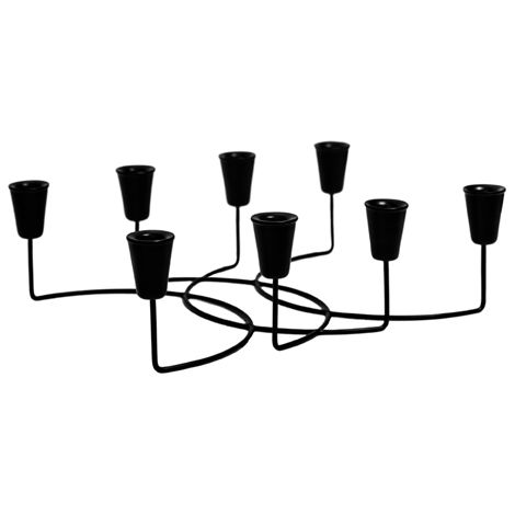 Circular 8 Piece Candle Holder - Iron - L12 x W28 x H34 cm - Black