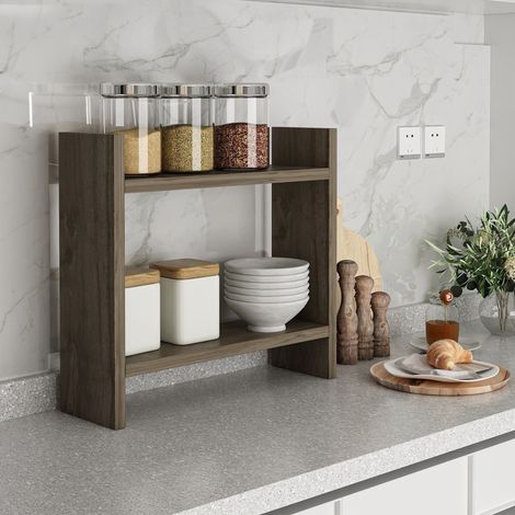 Mensola Morfasso, 2 Ripiani, Sfumatura Colore Struttura Noce, 34x10x30h cm Marrone Noce (1/5)