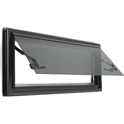 Ventana para autocaravana, mosquitera integrada, fácil instalación, color negro. (1/2)