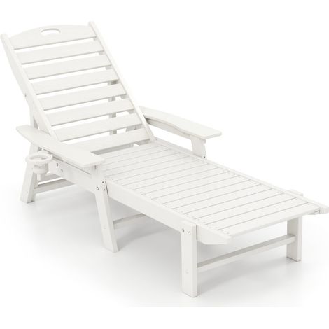 Outdoor-Liegestuhl, HDPE, verstellbare Rückenlehne, Weiß