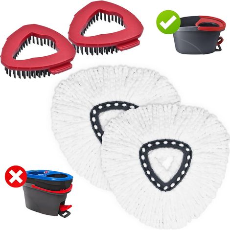 Têtes de balai à essorage de rechange, tête de balai à essorage facile pour système à 1 réservoir Ocedar Easy Wring, comprend 2 recharges de balai à essorage en microfibre, nettoyage facile, lavable e (1/5)