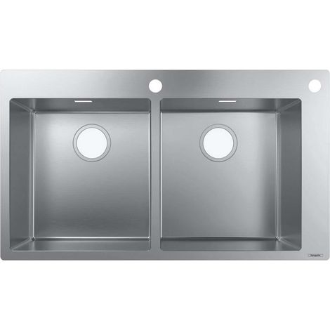S712-F765 Lavello incasso 370 x 370 con 2 fori rubinetteria inox (1/4)