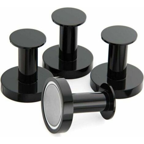 Magnetic Coat Rack for Hanging Coats and Bags, 4 Extremely Strong Black Wall Hooks, Coat Rack for Door with Rare Neodymium Metal Magnet, Fridge Door Hooks (1/5)
