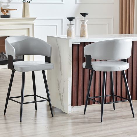 Chaise rembourrée avec accoudoirs en skaï noir, dossier incurvé, design minimaliste, pour restaurant, salon, café & hôtel (1/5)
