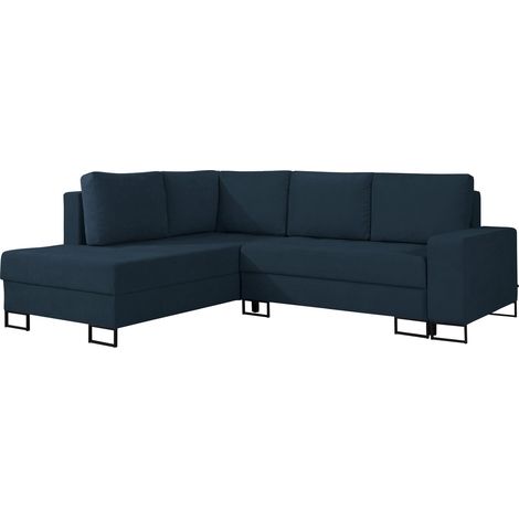Selsey Larelle – Ecksofa mit Schlaffunktion & Bettkasten, Chenille, Ottomane links, Dunkelblau