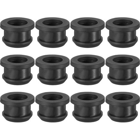 Passe Cable Bureau pour 13mm Diamètre du Trou, 10mm ID Passe Fil Caoutchouc 12Pcs pour Œillet de Câblage, Pare-Feu Automobile, Bouchons de Protection Des Câbles, Noir (1/5)