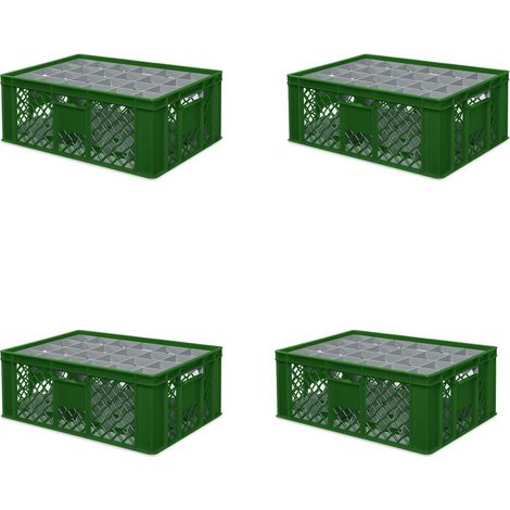 BRB 4x boîte en verre 600x400 mm 24 verres jusqu’à 205 mm de hauteur/diamètre 87 mm, vert
