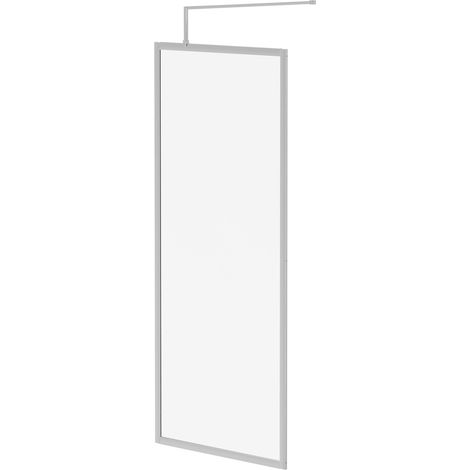 Wholesale Domestic Pacco 8mm Clear Glass Polished Chrome 1850mm x 800mm Fully Framed Walk In Shower Screen including Wall Channel and Support Bar (1/5)