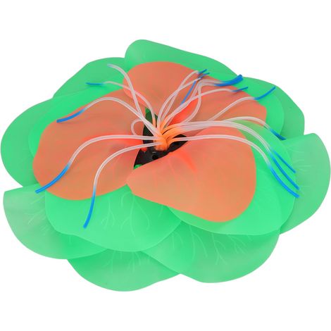 Ornements pour aquarium en silicone phosphorescent, plantes lotus vertes (1/5)