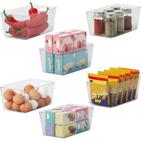 Lot de 6 Bacs Organisateurs Frigo Transparents 24x13x11cm (1/5)