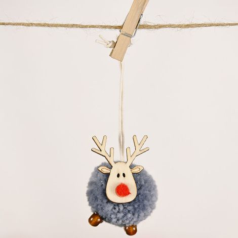 Ensemble d'ornements de noël, ornement d'arbre de noël, pendentif en bois d'élan en feutre de laine mignon, artisanat de cerf mignon(gris) (1/5)