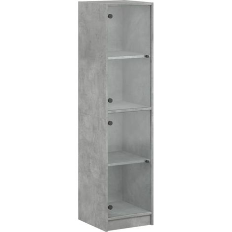 Aparador cómoda mueble de almacenaje organizador cocina salón salón con puertas de cristal 35 x 37 x 142 cm gris 020030120