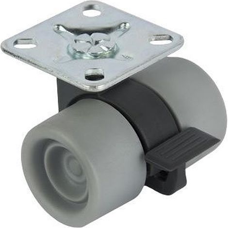 Rueda Plet. Cincinnati Gris D-38 S.freno - CINCINNATI - Rueda con o sin freno de pletina para mueble (1/4)
