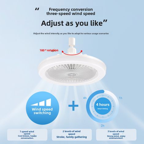 Lampe ventilateur de plafond Amazon Aisle Screw Fan Lamp Silent Corridor Three Color Hall Super Bright Bedroom Ceiling Lamp LED (30W-télécommande aromathérapie-tête universelle divisée-blanc) (1/2)