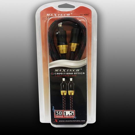 MaxTech - Cavo Fibra Ottica 1.5 Mt Connettore Placcato Oro Audio Digitale Fo-rt01 Maxtech -