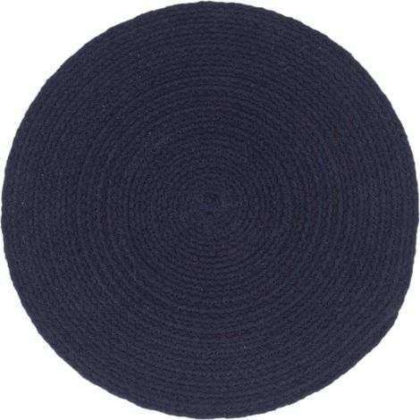 Lot de 6 napperons de table ronds en coton tissés à la main bleu marine diamètre 38 cm (1/4)