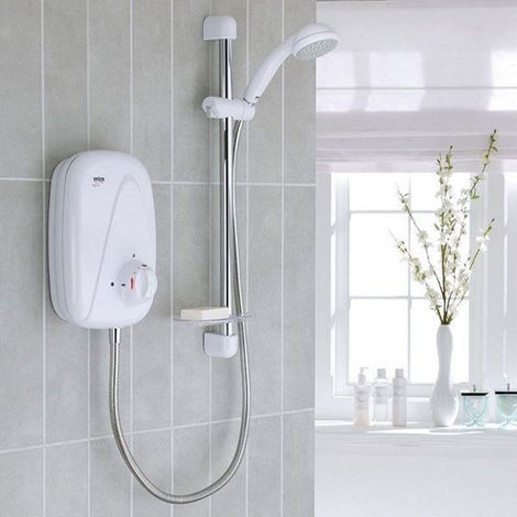 Mira Vigour Power Shower Thermostatic White & Chrome (1/5)