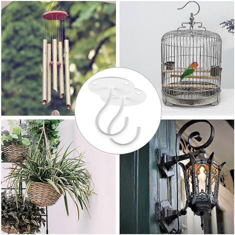 Lot de 2 crochets de suspension Yardwe pour armoires, penderies, luminaires de porche, moustiquaires, crochets de plafond, petits crochets en forme de trompe d'éléphant (blanc) (1/5)