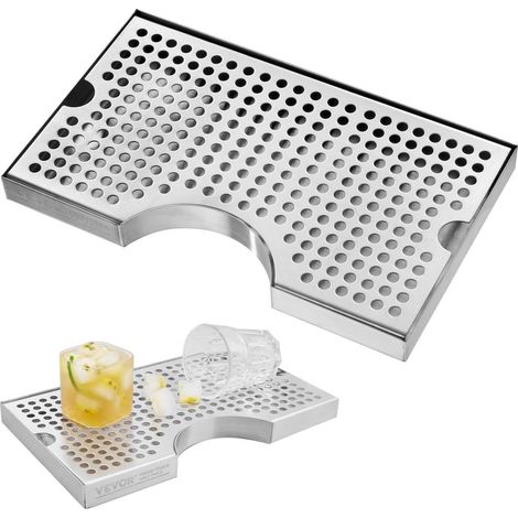 Plateau Égouttoir pour Colonne à Bière 30x18x2,5 cm, Plateau d'Égouttement en Inox 304 avec 4 Coussinets en Caoutchouc Antidérapants et Couvercle Amovible, Bac d'Égouttement pour Bar, Café (1/5)