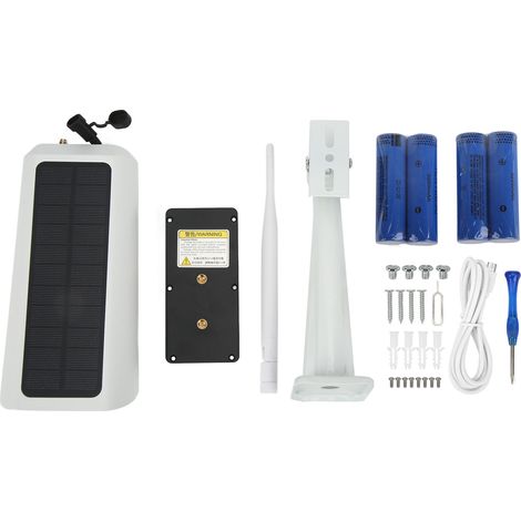 Caméra de sécurité solaire 1080p 2MP, vision nocturne, détection de mouvement PIR, audio bidirectionnel, étanchéité IP67, batterie rechargeable, Wi-Fi 2,4 GHz (1/5)