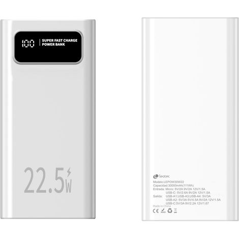 Powerbank LEOTEC LEPOW30W22W Bianco 30000 mAh (1/4)
