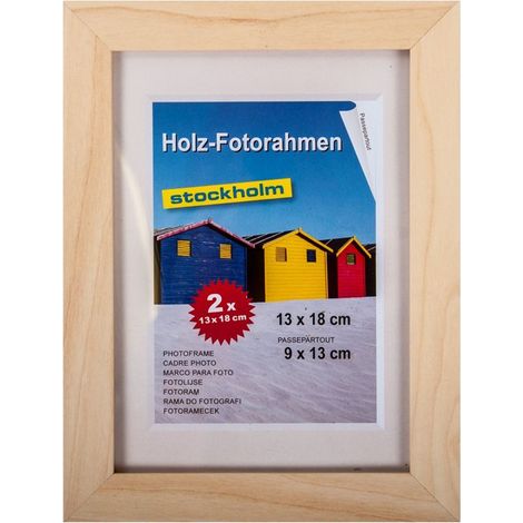 Holz-Fotorahmen 13x18cm 2er Pack versch. Farben Bilderrahmen Rahmen Bilder Foto - natur