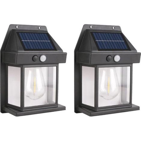 Applique solaire murale en 2 parties - Éclairage solaire - Éclairage de jardin solaire - Lampe d'extérieur - Éclairage avec détecteur de mouvement - Applique murale étanche - Noir - PPNoir (1/5)