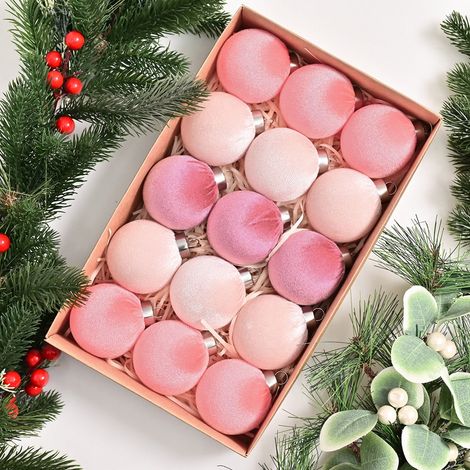 Boule De Noël En Velours - 15 Pièces - Diamètre 6 Cm - Décoration Arbre De Noël Résistante - Pour Fêtes Et Intérieur (1/3)