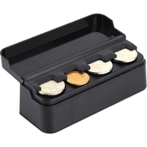 Porte-monnaie de voiture, boîte de rangement portable pour pièces de monnaie, support noir, boîte de rangement pour monnaie, boîte à monnaie pour voiture, camion, camping-car, accessoires intérieurs (1/5)