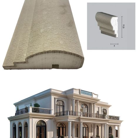 €9,99ml  STOCK  Pacco da 20ml di cornice decorativa in XPS Resinata per esterno 11,5X4X200cm PD110